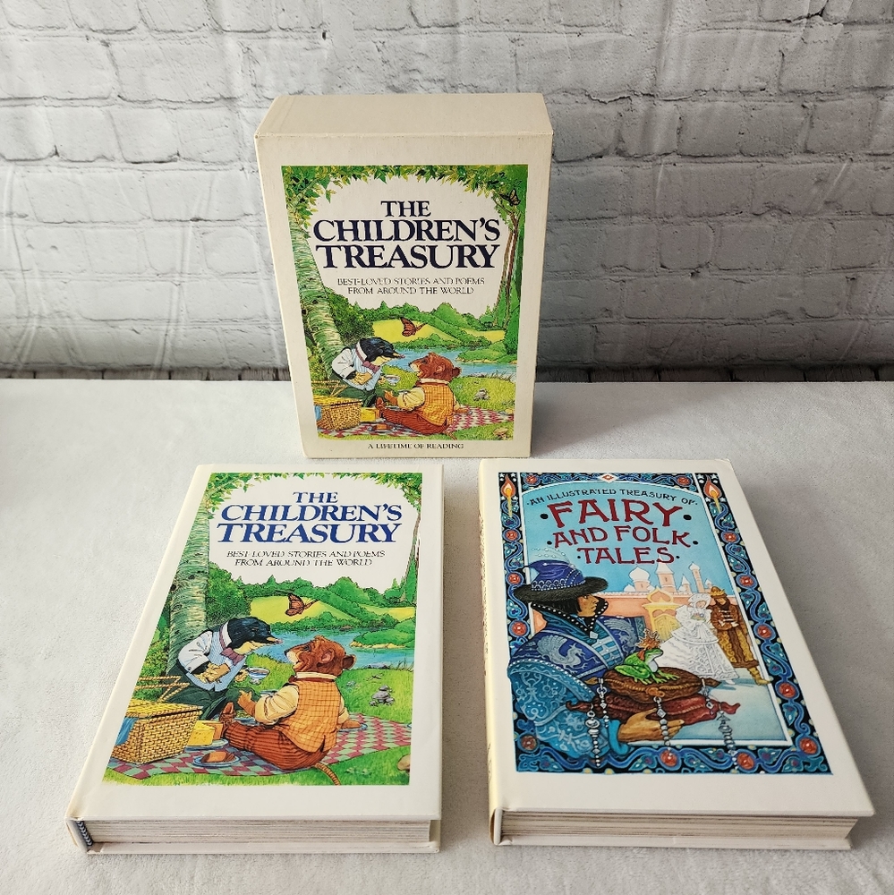 Vintage 80s Treasury stories and poems from around the world book set Rare